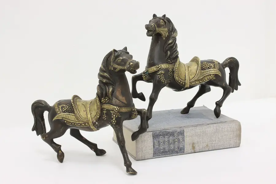 Photo of Pair of Vintage Middle Eastern Bronze Horse Sculptures