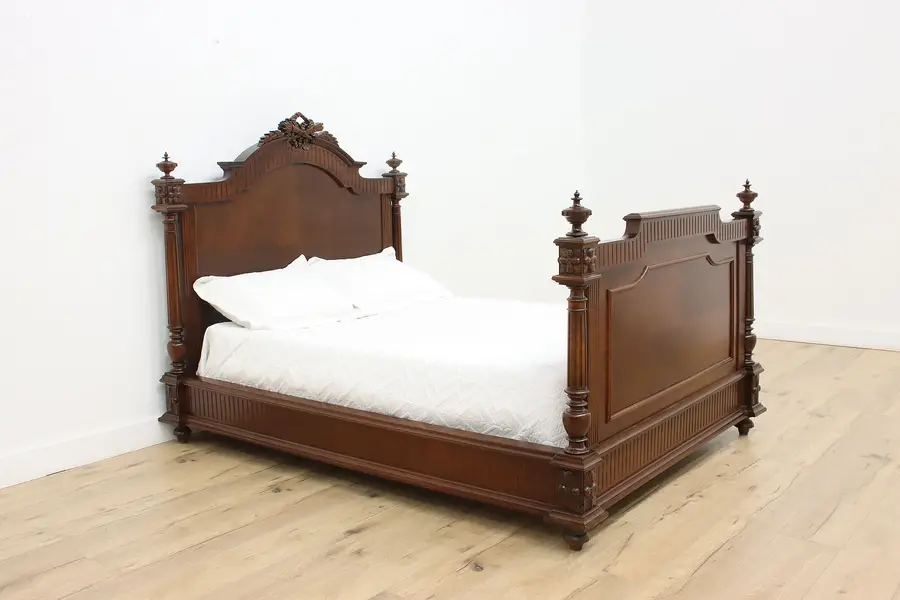 Photo of French Antique Walnut Bed, Carved Arrow Crest