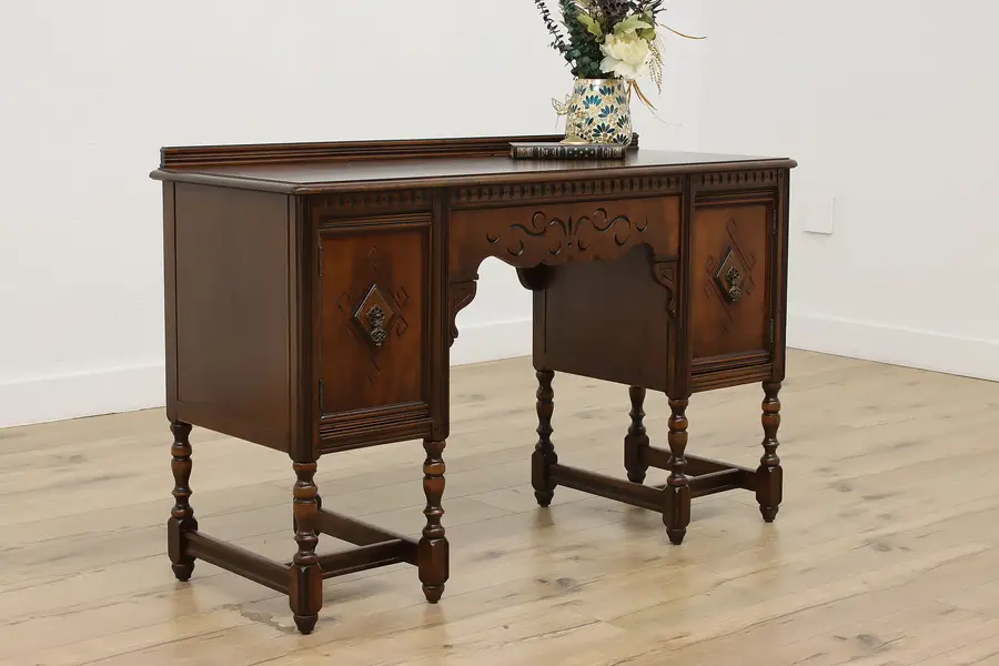 Photo of Tudor Design Antique Walnut Writing Desk Vanity or Console
