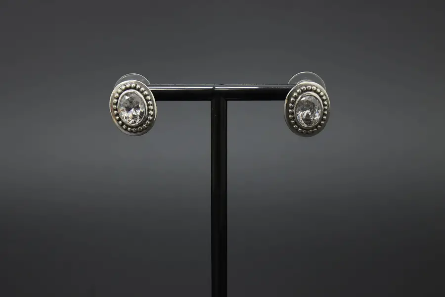 Photo of Sterling Silver CZ Oval Stud Earrings