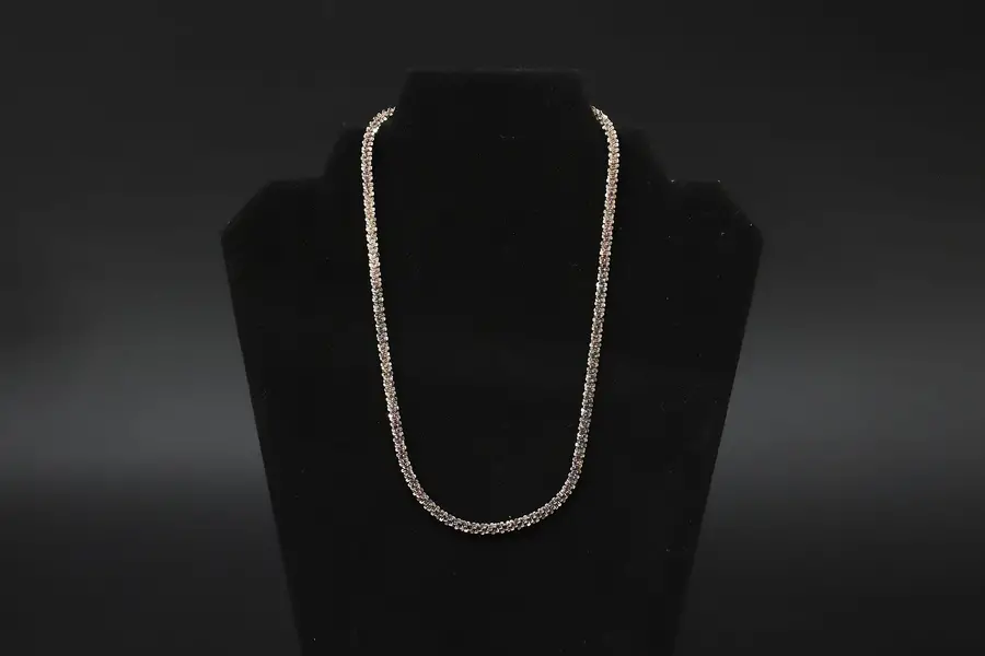 Photo of Italian Sterling Silver Textured Chain 18" Necklace Signed