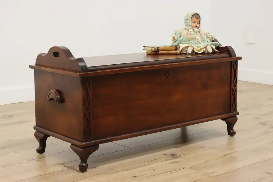 Photo of Traditional Antique Walnut Cedar Chest Bench, Standard