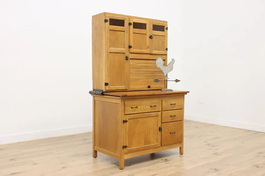 Photo of Farmhouse Hoosier Antique Oak Kitchen Pantry Baking Cabinet