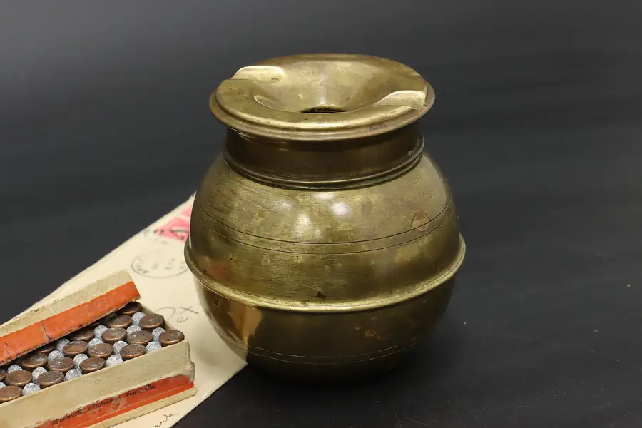Photo of Farmhouse Antique Brass Ashtray, Nevasmok NY