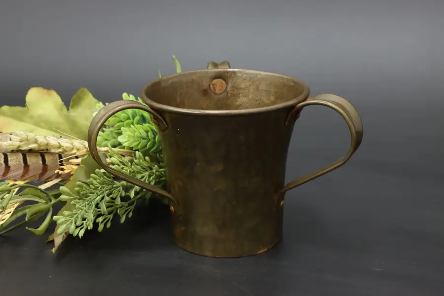 Photo of Russian Farmhouse Antique Brass Loving Toasting Cup, Tula