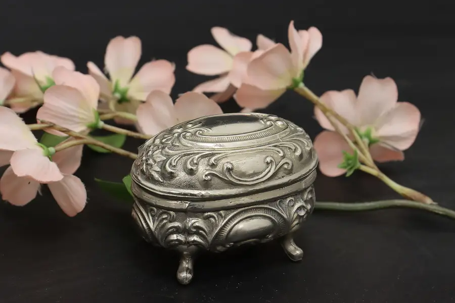 Photo of Victorian Antique Silverplate Dresser Jewelry or Ring Box