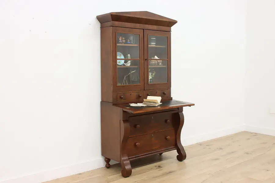 Photo of Empire Antique Mahogany Office Secretary Desk & Bookcase