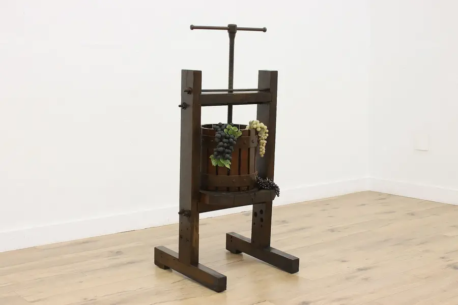 Photo of Farmhouse Industrial Antique Birch & Iron Fruit Wine Press