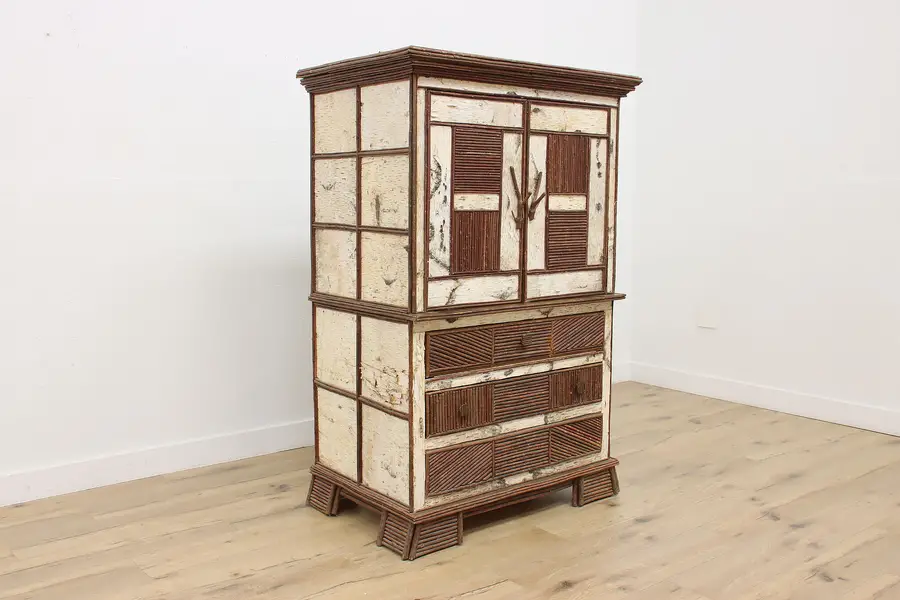 Photo of Rustic Adirondack Vintage Birch & Pine Armoire or Wardrobe