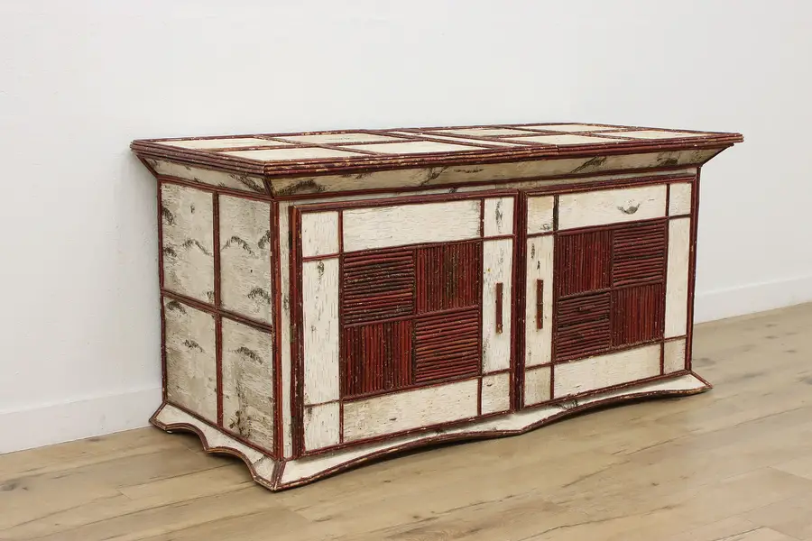 Photo of Rustic Adirondack Vintage Birch & Pine Storage Chest Signed