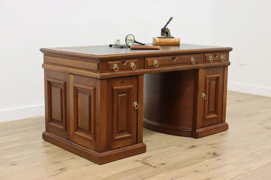 Photo of Victorian Antique Walnut Rotary Executive Office Desk Wooten