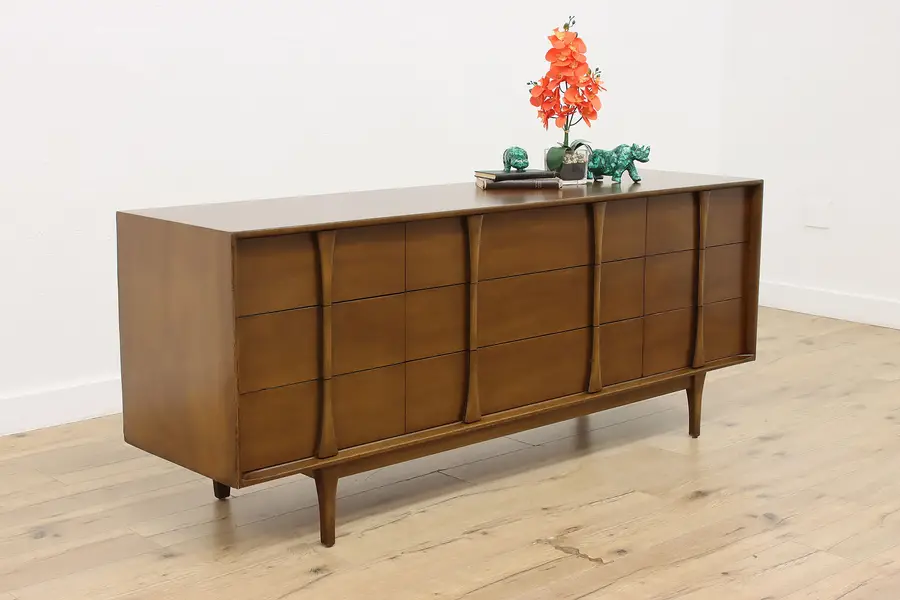 Photo of Midcentury Modern Vintage Mahogany Low Dresser Console Lion