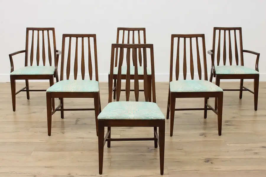 Photo of Set 6 Midcentury Modern Vintage Dining Chairs Gator Leather