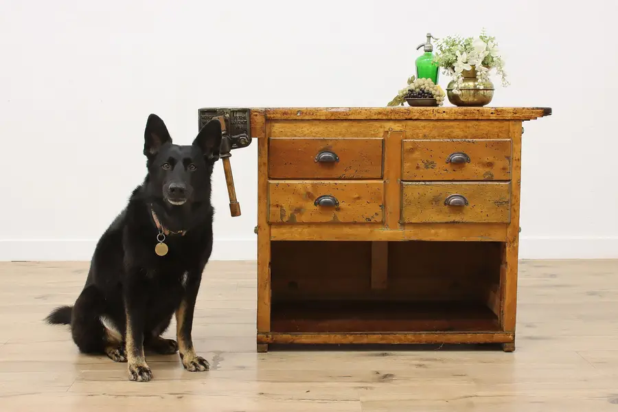 Photo of Industrial Antique Rustic Workbench Counter Kitchen Island