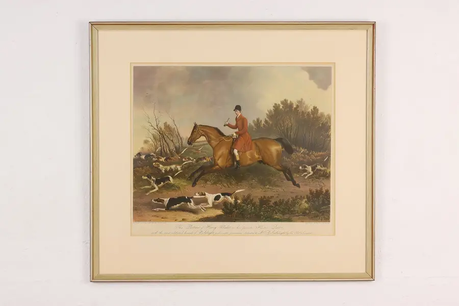 Photo of English Lord Fox Hunt Antique Engraving after Davis 25.5"