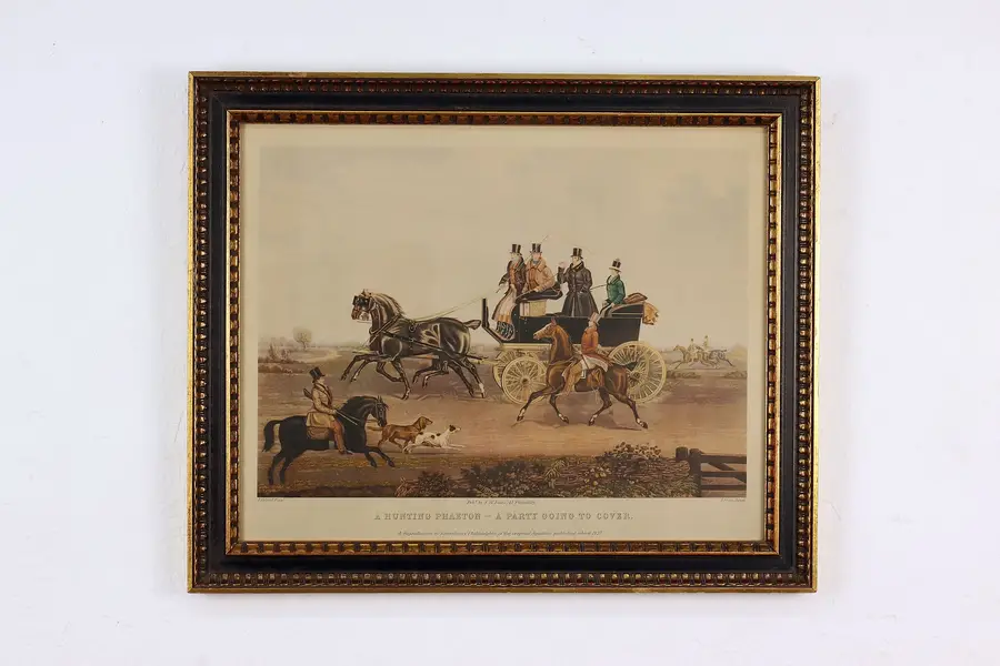 Photo of Fox Hunters Antique Aquatint Print after Pollard 22.5"