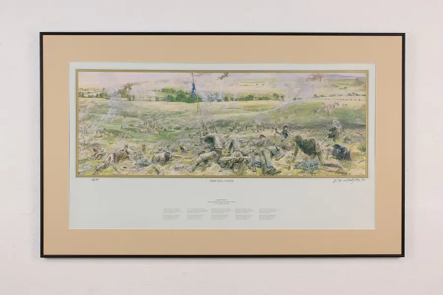 Photo of Here Fell Custer Bighorn Battle Vintage Print Schmidt 46"