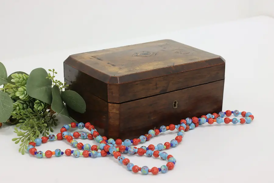 Photo of Victorian Antique Rosewood & Inlay Jewelry or Keepsake Box