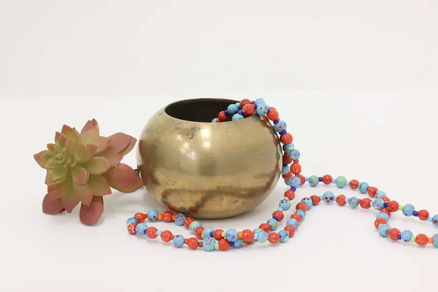 Photo of Chinese Vintage Brass Tea Leaf Incense Burner or Bowl