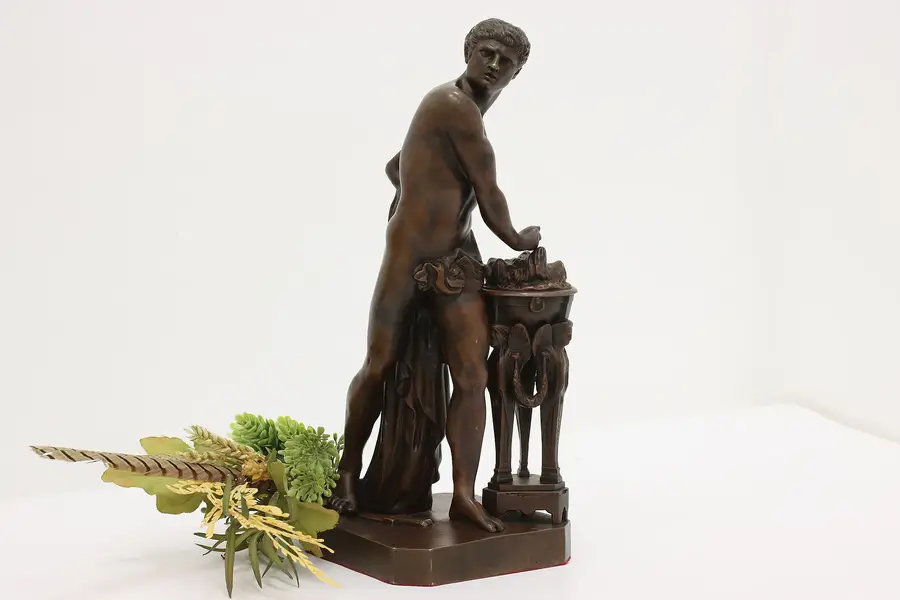 Photo of Classical Roman Hero Vintage Bronze Louvre Sculpture