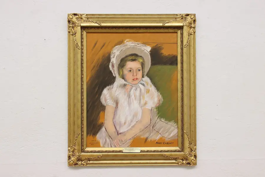 Photo of Young Girl in White Vintage Oil Painting after Cassatt 26"