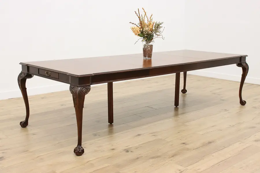 Photo of Georgian Vintage Mahogany 10' Dining Table 2 Leaves Century