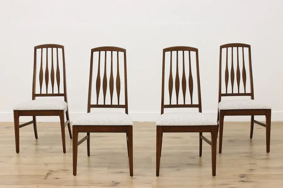 Photo of Set of 4 Midcentury Modern 60s Vintage Ash Chairs New Fabric