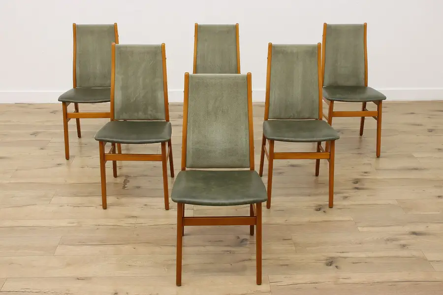 Photo of Set 6 Vintage Midcentury Modern Leather Dining Chairs