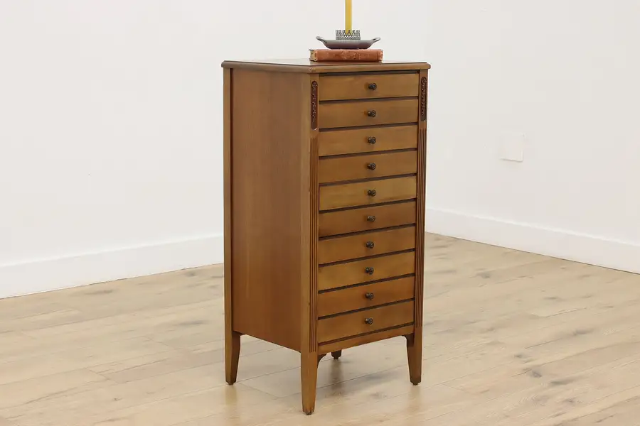Photo of Traditional Antique Walnut 10 Drawer Music or File Cabinet