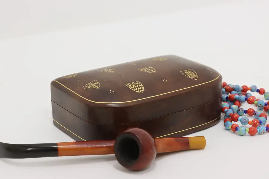 Photo of Italian Vintage Gold Tooled Leather Jewelry Box, Fomerz