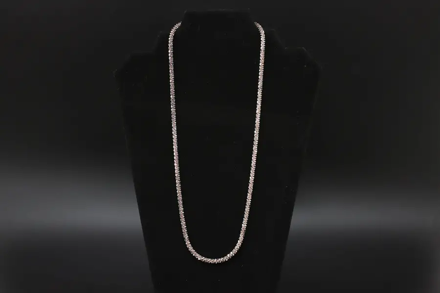 Photo of Italian Sterling Silver Textured Chain 24" Necklace Signed