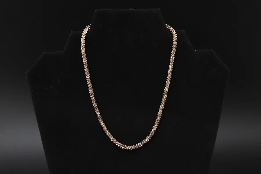 Photo of Italian Sterling Silver Textured Chain 15" Necklace Signed