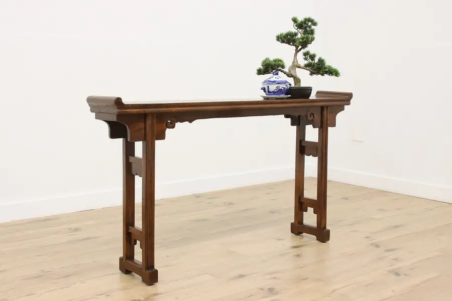 Photo of Chinese Antique Elm Altar Sofa Hall Table or Plant Console
