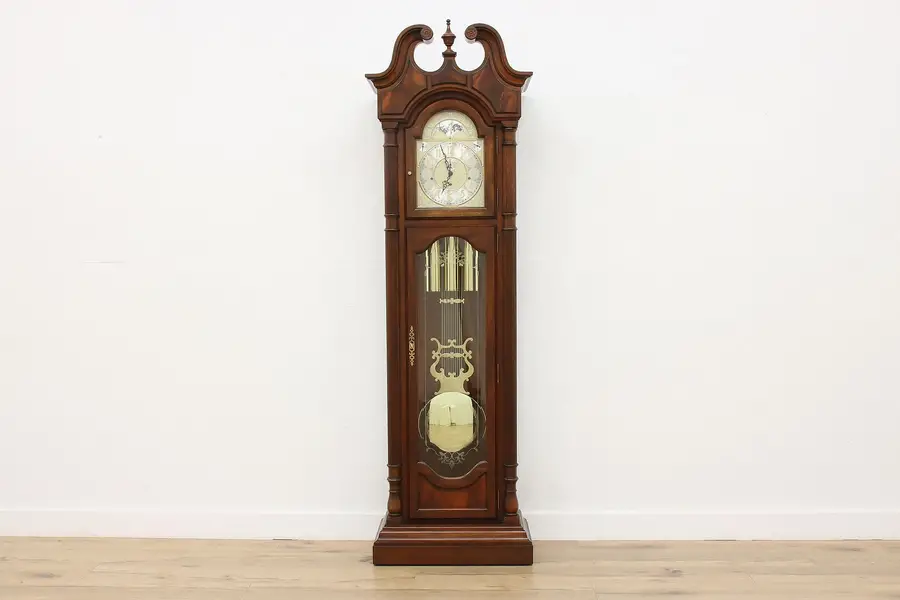 Photo of Georgian Vintage Cherry Tall Case Grandfather Clock, Sligh