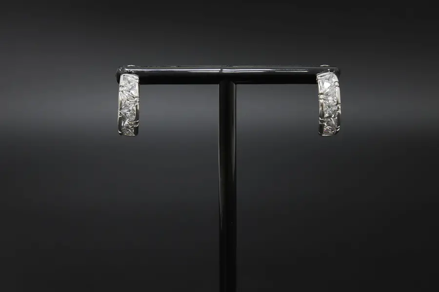 Photo of Pair of Cubic Zirconia & Sterling Silver Drop Earrings