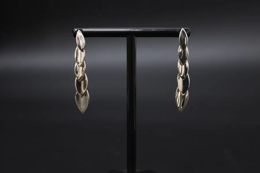 Photo of Pair of Sterling Silver Dangle Leaf Earrings