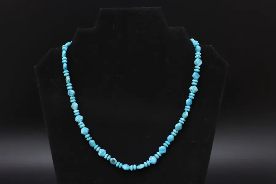 Photo of Sterling Silver & Beaded Turquoise Gemstone 21" Necklace