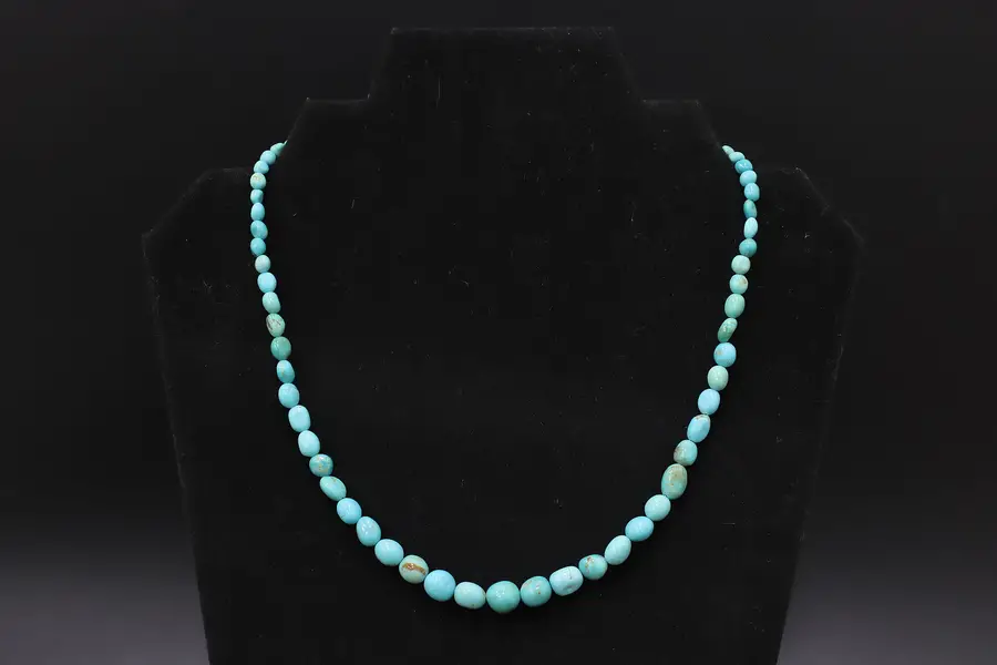 Photo of Sterling Silver & Beaded Turquoise Gemstone 21" Necklace