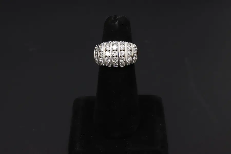 Photo of Sterling Silver & Seven CZ Gemstone Rows Size 7 Ring