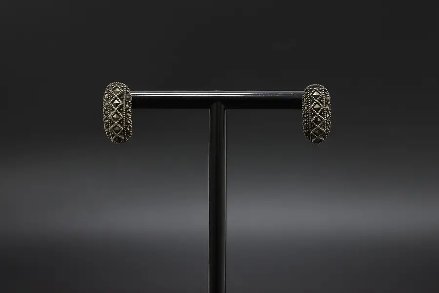 Photo of Pair of Art Deco Vintage Marcasite Sterling Silver Earrings