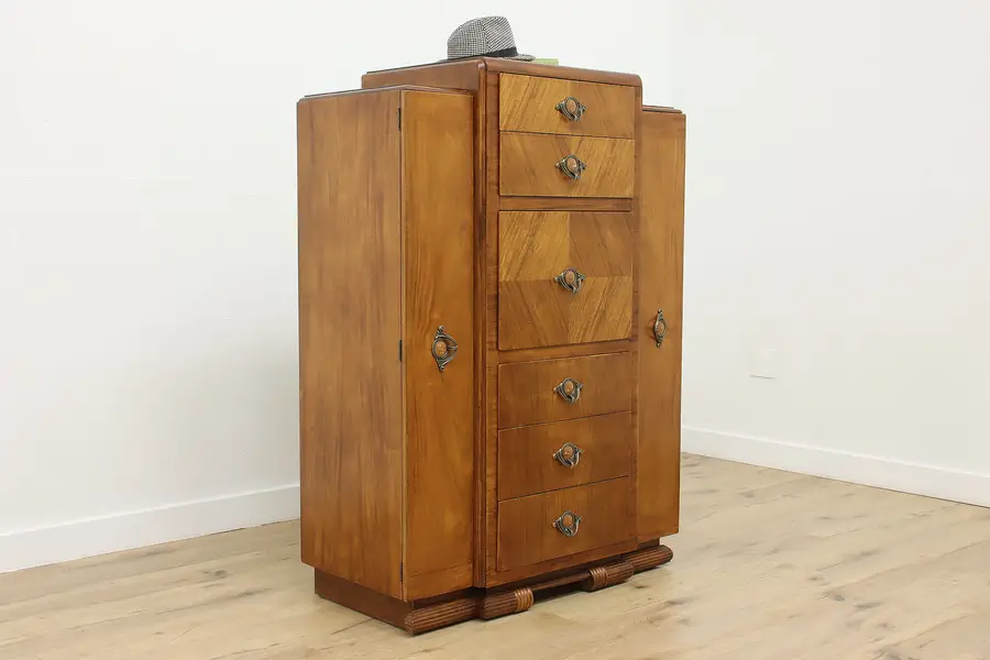 Photo of Art Deco Vintage Waterfall Chifferobe Wardrobe & Desk