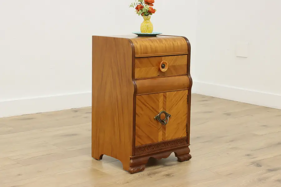 Photo of Art Deco Vintage Waterfall Nightstand or End Table, Bakelite