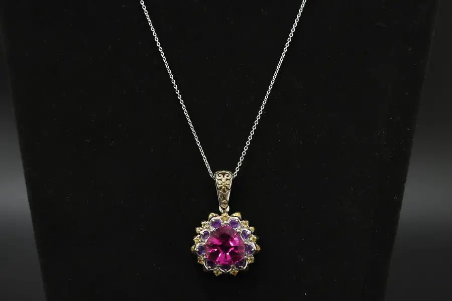 Photo of Sterling Silver & Cubic Zirconia Gemstones 20" Necklace TJC