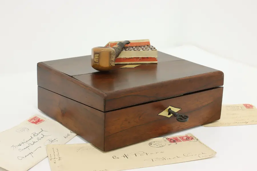 Photo of Victorian Antique Rosewood Travel Lap Desk & Inkwell