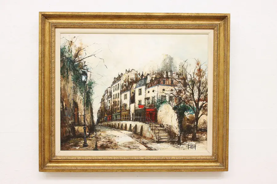Photo of Paris Street Scene Vintage Original Oil Painting Bunuel 38"