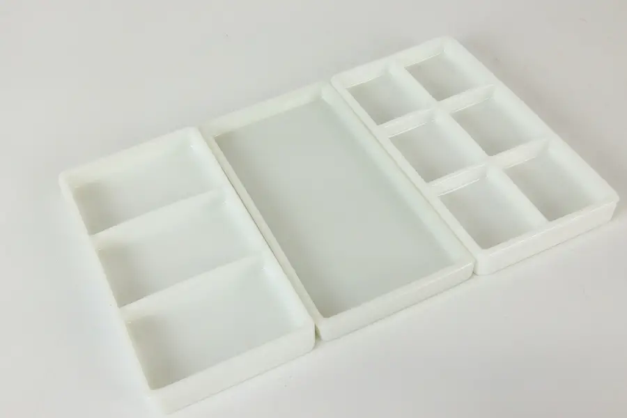 Photo of Set of Three Antique Milk Glass Dental Trays, Two Rivers WI