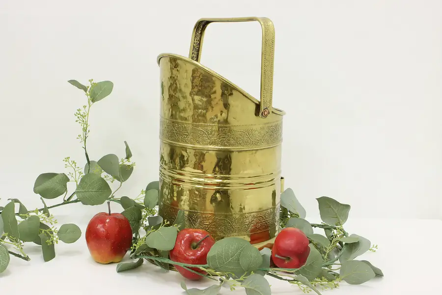 Photo of Farmhouse Brass Antique Coal Hod Planter or Umbrella Stand