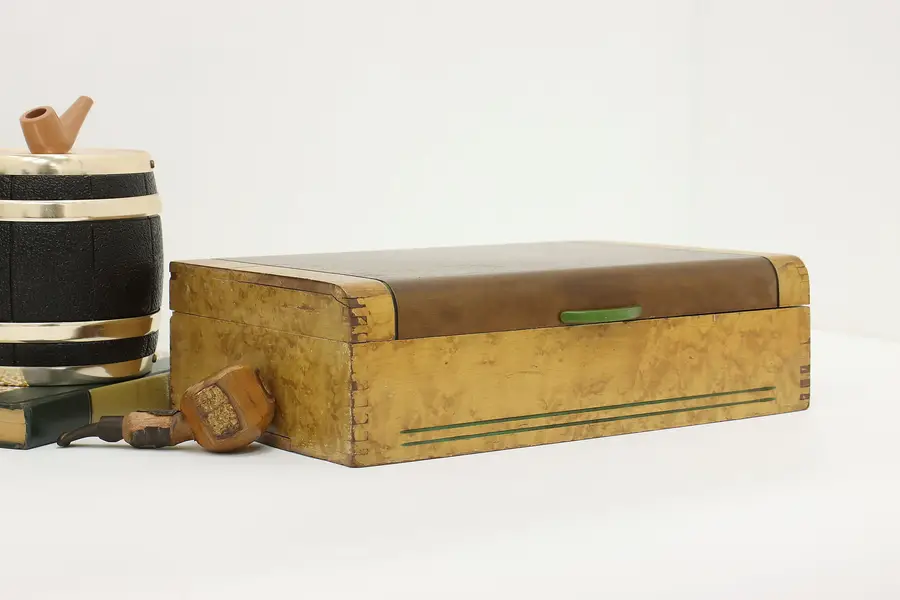 Photo of Art Deco Vintage Birdseye Waterfall Jewelry Box Pilliod