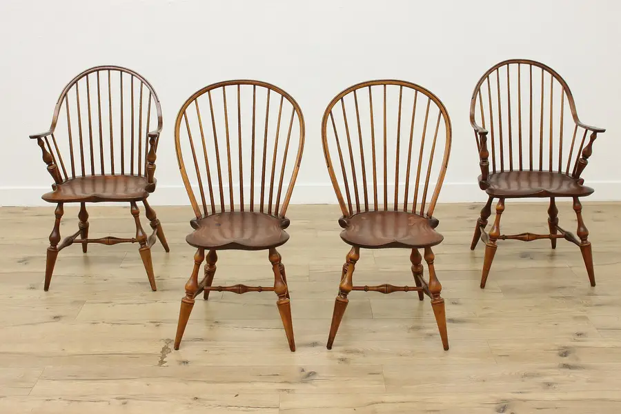 Photo of Set of 4 Windsor Vintage Farmhouse Dining Chairs, D R Dimes