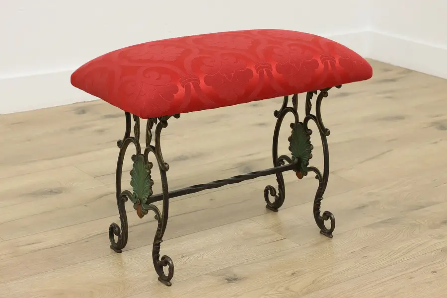 Photo of Victorian Antique Painted Cast Iron Footstool or Small Bench